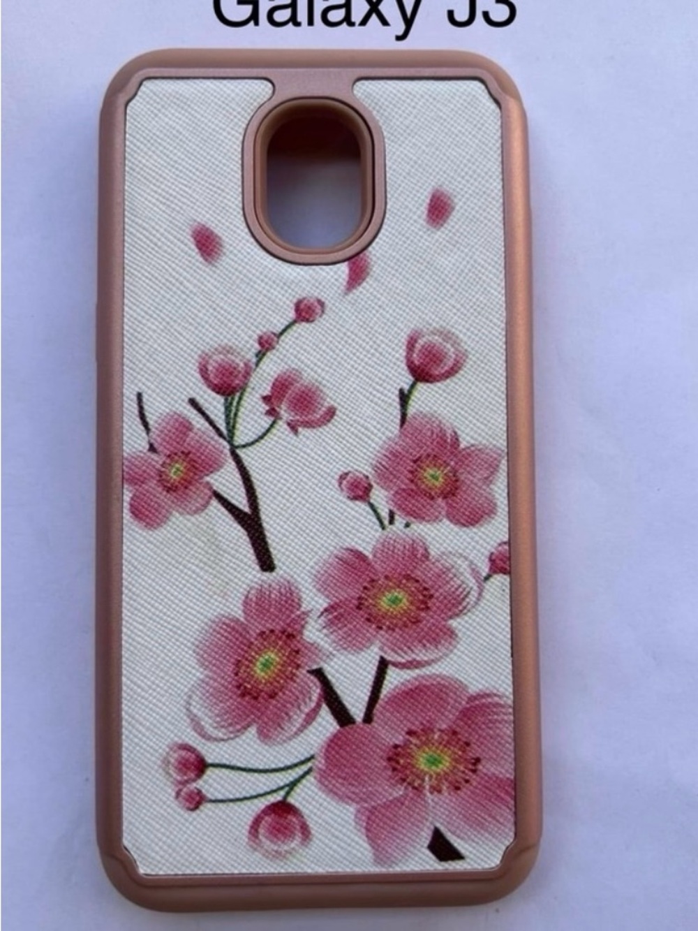 Samsung Pink Blossom Floral Protective Case with Rose Gold Frame